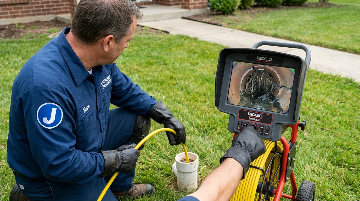 Sewer camera inspection being performed by Johns Plumbing LLC in Winthrop