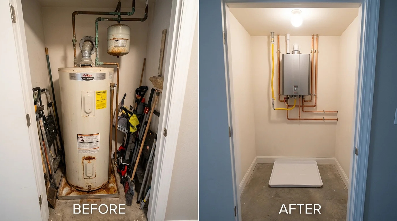 Tank water heater versus wall-mounted tankless unit comparison for Winthrop, ME homeowners